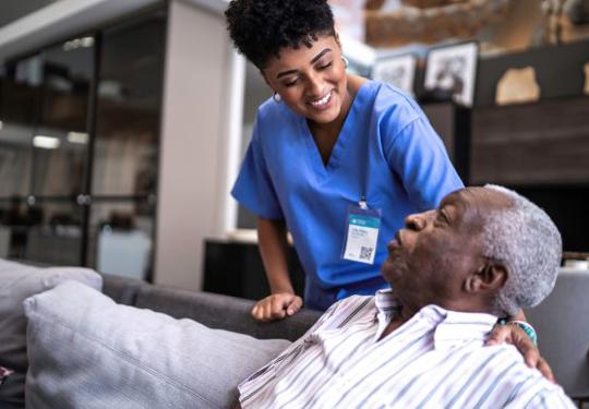 Healthcare worker with patient