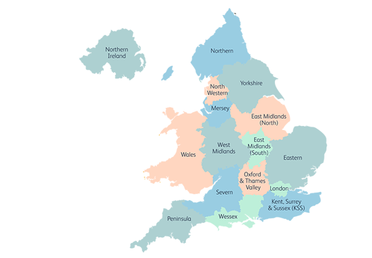 UK Regional RCP Map New Colours